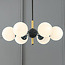 Designer pendant light Callie black with opal white glass, 6-light