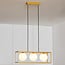 3-light pendant light Gabia - gold square frame with opal glass