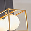 Pendant lamp with square Gold frame and opal white glass, 3-light - Gabia
