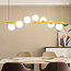 Atto Gold Designer lighting pendant lamp with opal white glass, 7-light