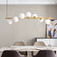 7-light pendant light Atto - gold with opal glass