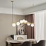 7-light pendant light Atto - gold with opal glass