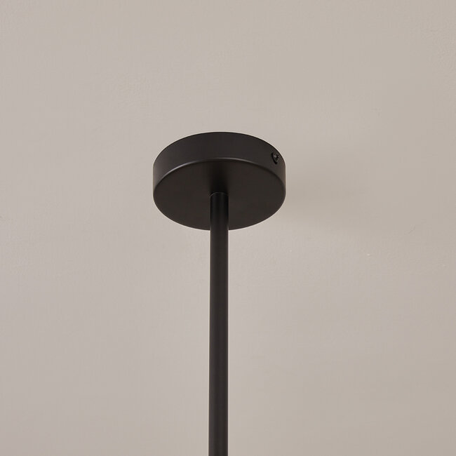 4-light designer pendant lamp Gaio - Black and Gold with milky white glass