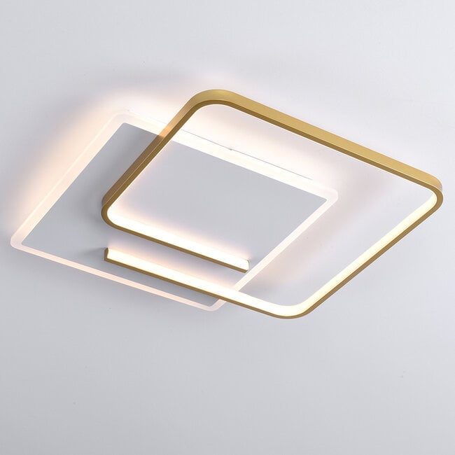 Square designer ceiling lamp Rune 2-light with dimmable LEDs