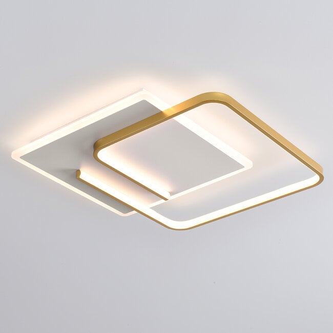 Square designer ceiling lamp Rune 2-light with dimmable LEDs