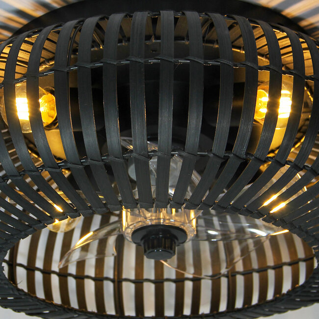 Smart ceiling fan Paco with Tuya Smart app and remote control - black bamboo
