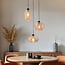 3-light pendant light Kaca - black with textured amber glass