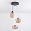 Pendant lamp with Amber glass and textured detail - Kaca