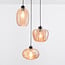 3-light pendant light Kaca - black with textured amber glass