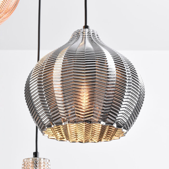 Vidro pendant lamp with amber and smoked glass - textured detail