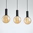 3-light pendant light Anglia - black with amber glass