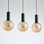 3-light pendant light Anglia - black with amber glass
