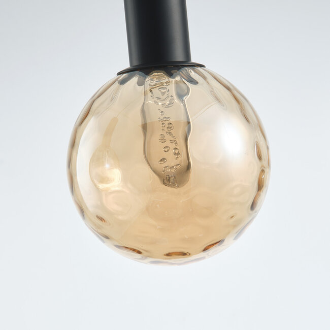 3-light pendant lamp Black with Amber glass - Anglina