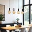 4-light pendant light Anglia - black with amber glass