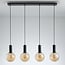 4-light pendant light Anglia - black with amber glass