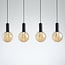 4-light pendant light Anglia - black with amber glass