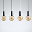 4-light Black pendant lamp with Amber glass - Anglia