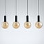 4-light pendant light Anglia - black with amber glass