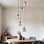 5-light pendant light Glendale - amber glass