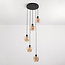 5-light pendant lamp with Amber glass - Glendale