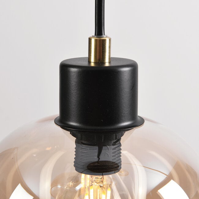 5-light pendant lamp with Amber glass - Glendale