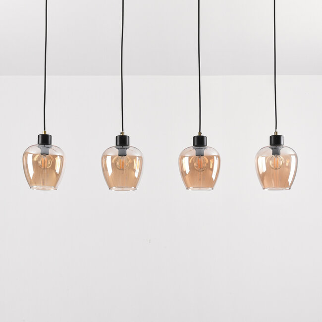 4-light pendant lamp with Amber glass - Sanford