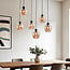 6-light pendant light Arvada - amber glass