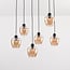 6-light pendant light Arvada - amber glass