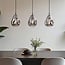 3-light pendant light Faliste - black with smoked glass
