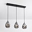 3-light pendant light Faliste - black with smoked glass