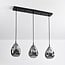 3-light pendant light Faliste - black with smoked glass