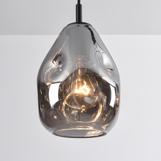 3-light pendant light Faliste - black with smoked glass