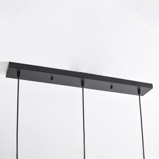 3-light pendant light Faliste - black with smoked glass