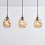 Modern pendant lamp in black with amber glass Faliste - 3-light