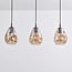 3-light pendant light Faliste - black with amber glass