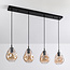 Modern glass pendant lamp, black with Amber glass, 4-light - Faliste