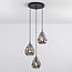3-light pendant light Lainas - black with smoked glass