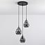 3-light pendant light Lainas - black with smoked glass