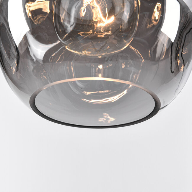 Designer lighting pendant lamp in black with smoked glass, 3-light - Lainas