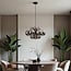 12-light pendant light Decadi - black with smoked glass