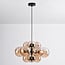 12-light pendant light Decadi - black with amber glass