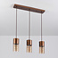 3-light pendant lamp coffee brown with Amber glass - Lungo