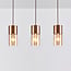 3-light pendant light Lungo - coffee brown and amber glass