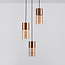 3-light designer coffee brown pendant lamp with Amber glass - Latte