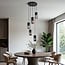 5-light pendant light Cortado - black with smoked glass