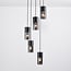 5-light pendant light Cortado - black with smoked glass