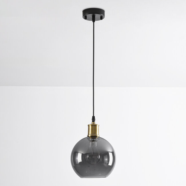 1-light pendant lamp Verona smoke - round smooth glass