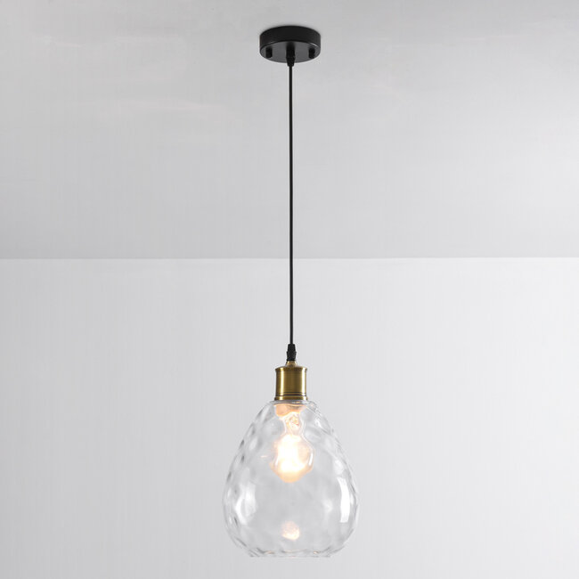 1-light pendant lamp Verona transparent - teardrop glass bulge