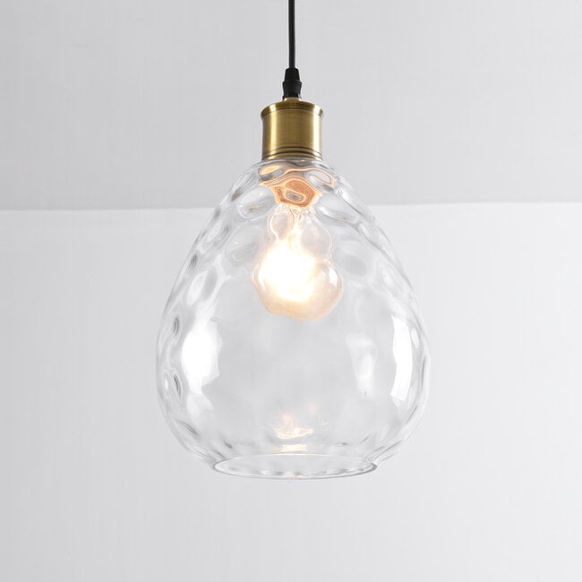 1-light pendant light Verona - domed teardrop clear glass