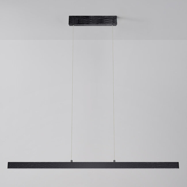 Adjustable minimalist pendant lamp Andre, Black with wood pattern - 3-step dimmable